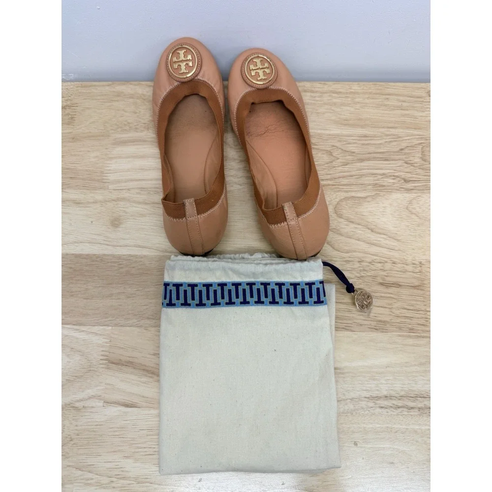 Tory Burch Women's Pale Pink Caroline Ballet Flat Shoes 8 M Logo Designer #9 - Picture 15 of 15